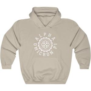 Greekgear Alpha Omicron Pi Unisex College Seal Hoodie(Sand)