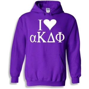 I Love Alpha Kappa Delta Phi Hooded Sweatshirts(Purple)