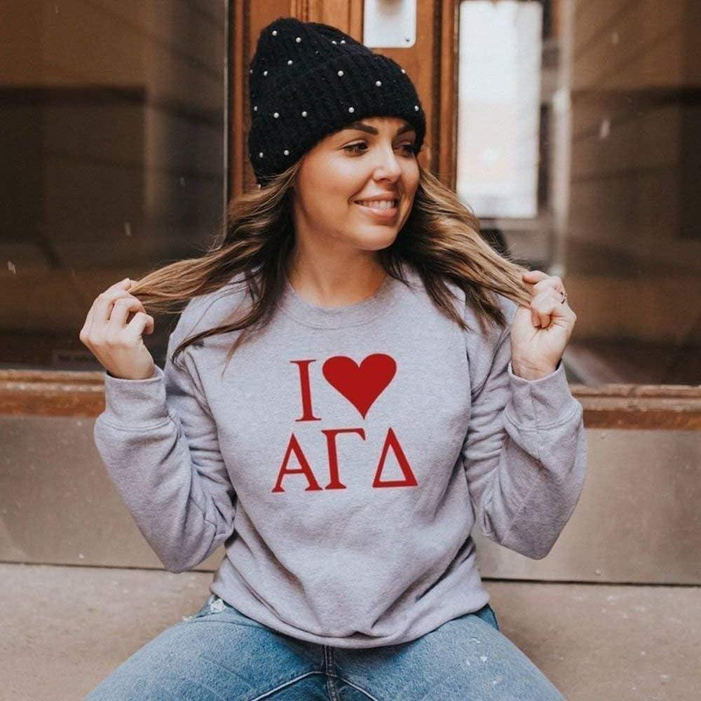 imageI Love Alpha Gamma Delta Crewneck SweatshirtLight Grey