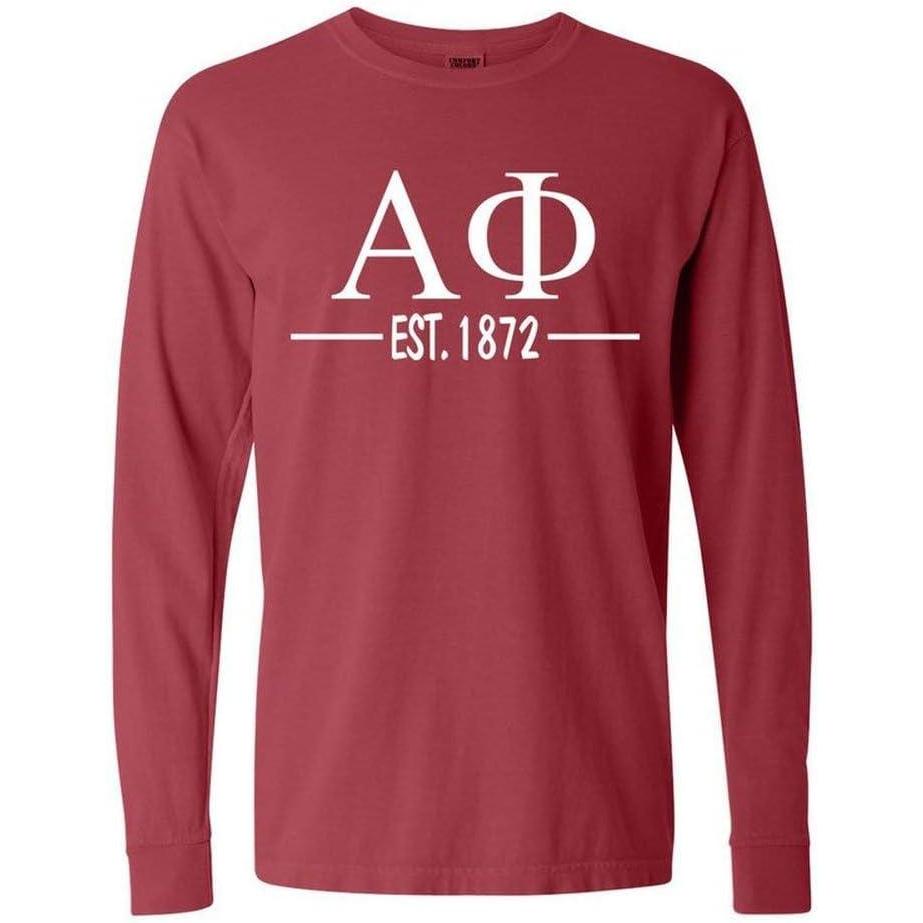 imageAlpha Phi Custom Greek Lettered Long Sleeve TShirtBrick