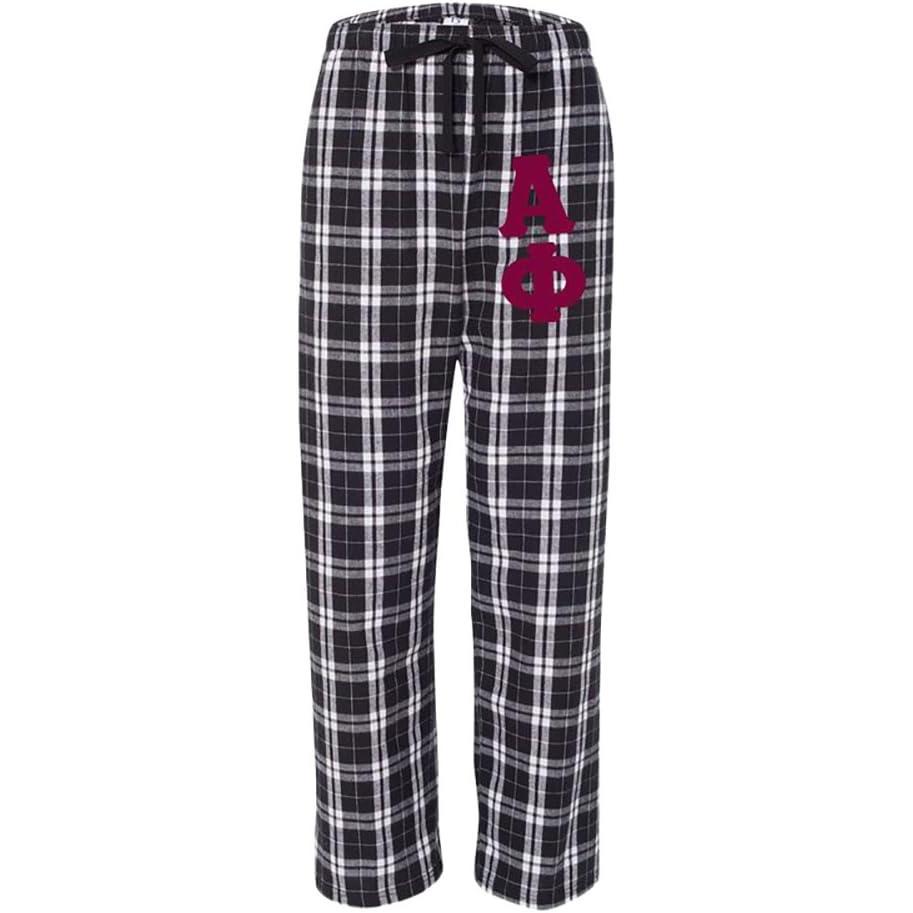 imageAlpha Phi Pajamas Flannel Plaid PantBlackWhite