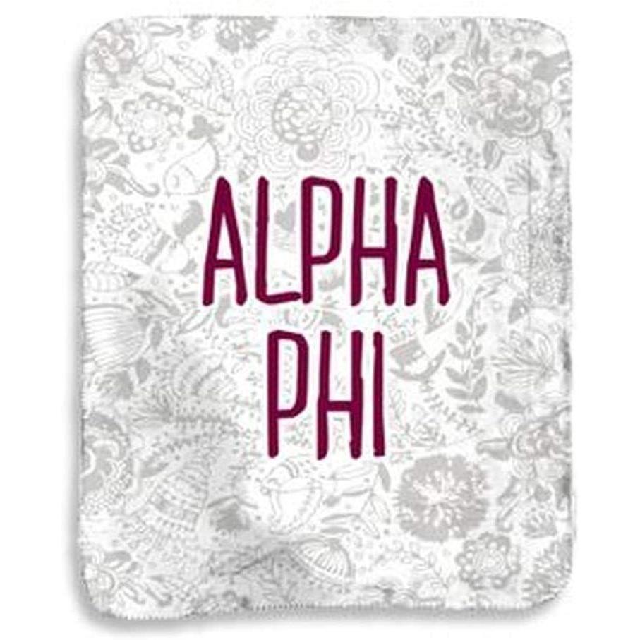 imageGreekgear Alpha Phi Floral Sherpa Lap Blanket