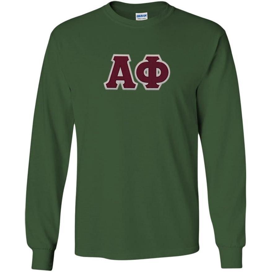 imageGreekgear Alpha Phi Lettered Long Sleeve TeeForest Green