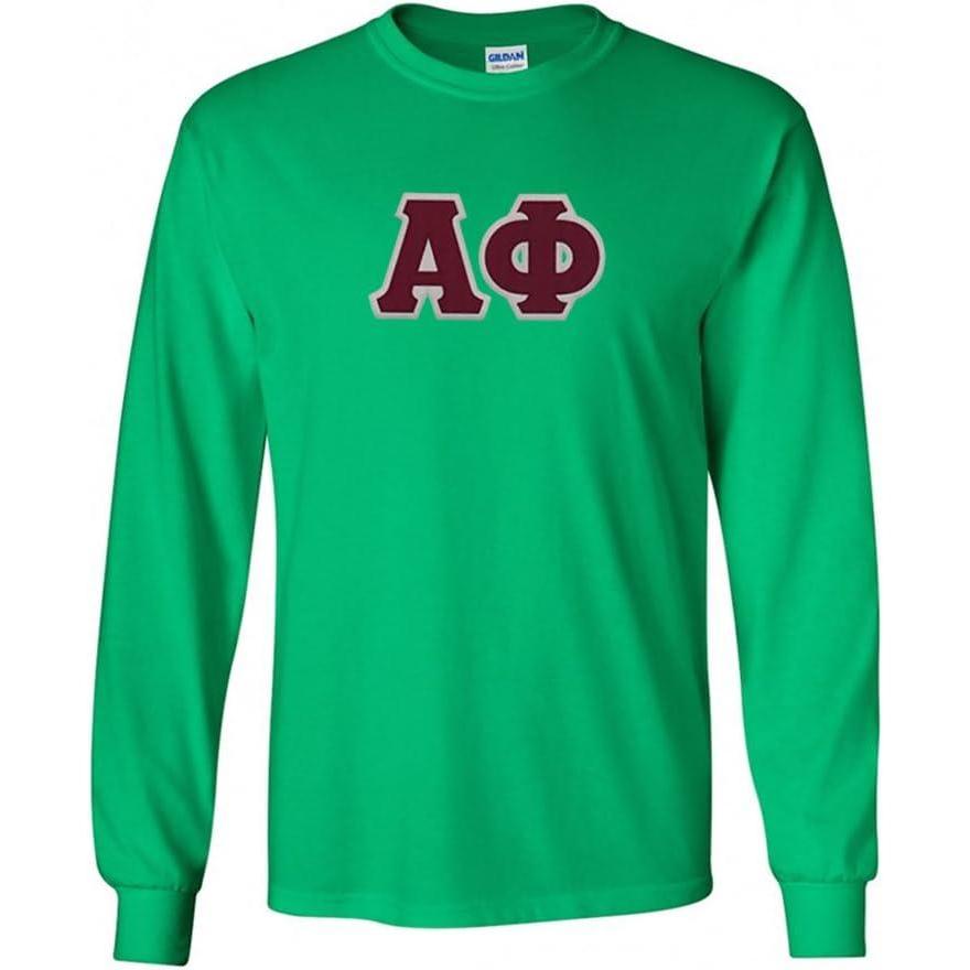 imageGreekgear Alpha Phi Lettered Long Sleeve TeeIrish Green