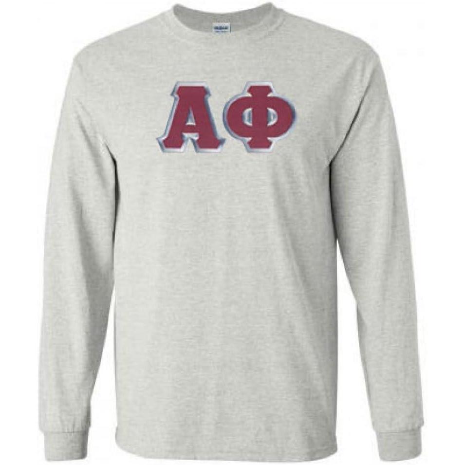 imageGreekgear Alpha Phi Lettered Long Sleeve TeeSports Grey