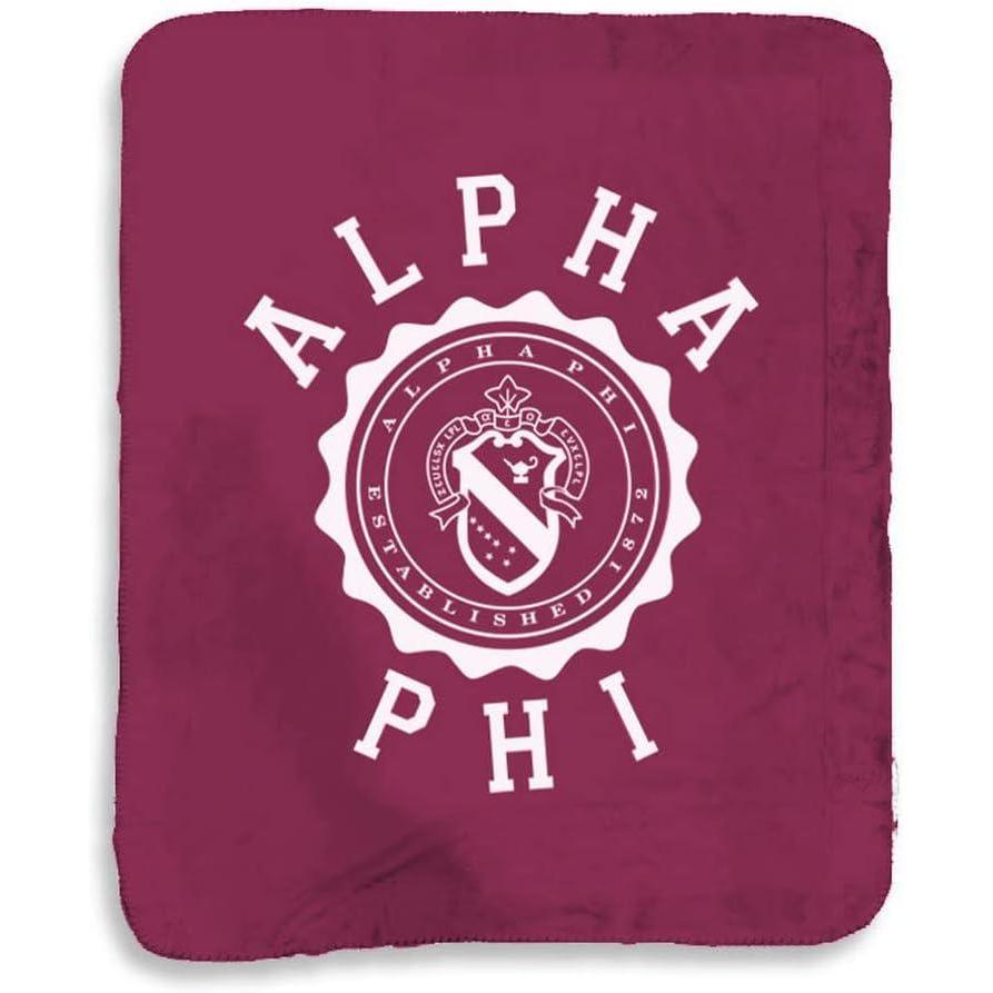 imageGreekgear Alpha Phi Seal Sherpa Lap Blanket Maroon