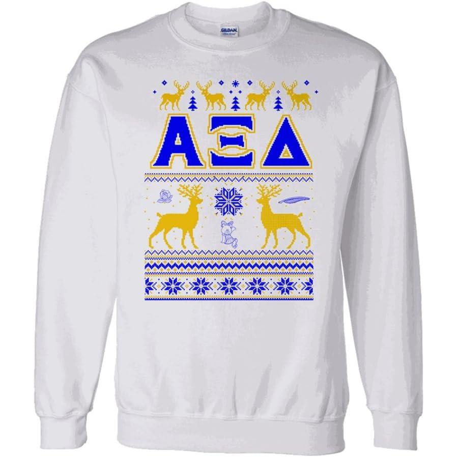 imageGreekgear Alpha XI Delta Ugly Christmas Sweater Crewneck SweatshirtWhite