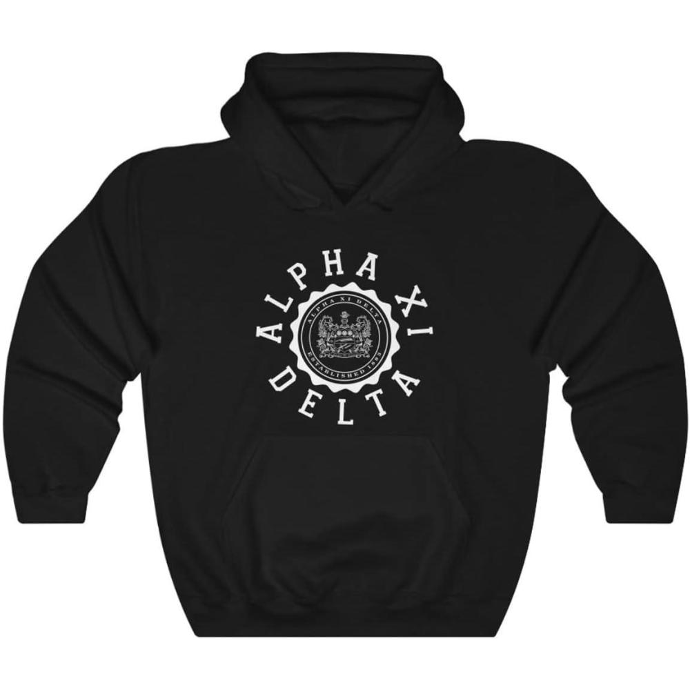 imageGreekgear Alpha Xi Delta Unisex College Seal HoodieBlack