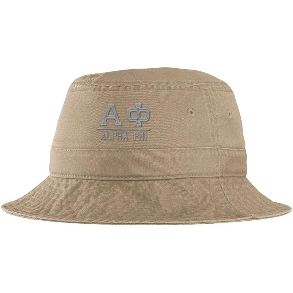 imageWomens Alpha Phi Sorority Greek Letter Bucket Hat in KhakiKhaki