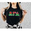 Alpha Gamma Delta Two Tone Greek Lettered T-Shirt(Black)