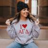 I Love Alpha Gamma Delta Crewneck Sweatshirt(Light Grey)