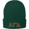 Alpha Gamma Delta Big Greek Lettered Knit Cap(Green W/Red/Lime Green Thread Color)
