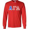 Alpha Gamma Delta Greek Letter American Flag Long Sleeve Tee(Red)
