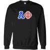 Alpha Phi Greek Letter American Flag Crewneck(Black)