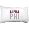 Alpha Phi Name Stack Pillow Cover White w/Maroon/Silver Imprint Color