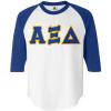 Alpha Xi Delta Lettered Raglan Shirt(White W/Royal Blue)