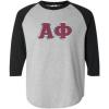 Greekgear Alpha Phi Lettered Raglan Shirt(Grey W/Black)