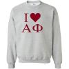 I Love Alpha Phi Crewneck Sweatshirt(Light Grey)