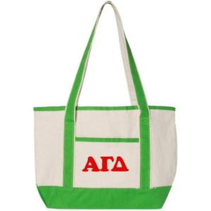 Alpha Gamma Delta Sailing Tote Bag(Natural/ Lime Green)