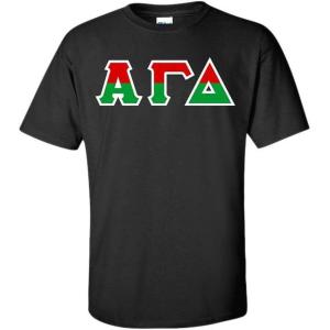 Alpha Gamma Delta Two Tone Greek Lettered T-Shirt(Black)
