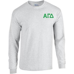 Alpha Gamma Delta World Famous Crest Long Sleeve T-Shirt(Light Grey)