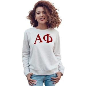 Alpha Phi Arched Greek Lettered Crewneck Sweatshirt(Light Grey)