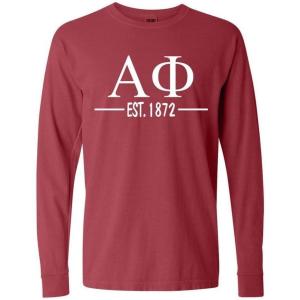 Alpha Phi Custom Greek Lettered Long Sleeve T-Shirt(Brick)