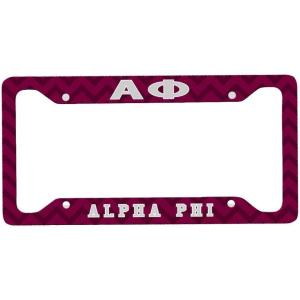 Alpha Phi Custom License Plate Frame Maroon