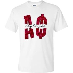 Alpha Phi Floral Big Lettered T-Shirt(White)