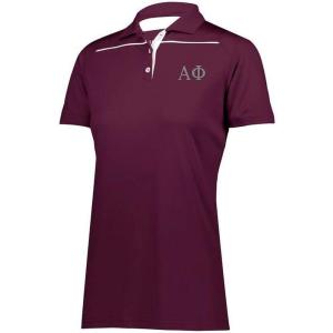 Alpha Phi Greek Letter Defer Polo(Maroon/White)