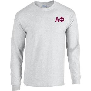 Alpha Phi World Famous Crest Long Sleeve T-Shirt(Light Grey)