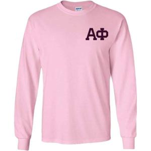 Alpha Phi World Famous Crest Long Sleeve T-Shirt(Pink)