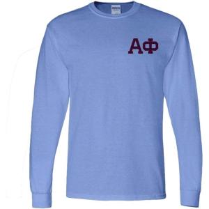 Alpha Phi World Famous Crest Long Sleeve T-Shirt(Sky Blue)
