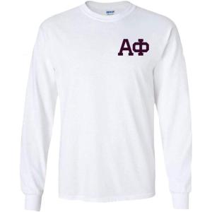 Alpha Phi World Famous Crest Long Sleeve T-Shirt(White)