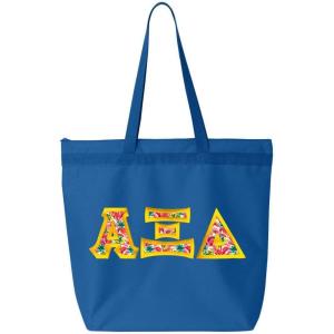 Alpha Xi Delta Custom Satin Stitch Tote Bag(Royal Blue)