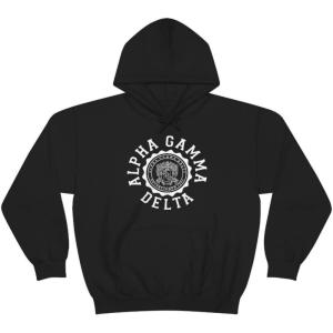 Greekgear Alpha Gamma Delta Unisex College Seal Hoodie(Black)