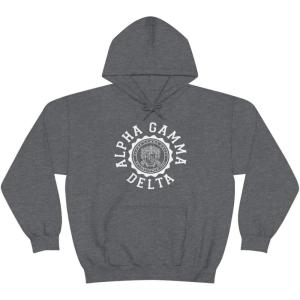 Greekgear Alpha Gamma Delta Unisex College Seal Hoodie(Dark Heather)