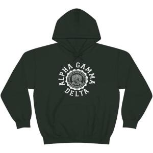 Greekgear Alpha Gamma Delta Unisex College Seal Hoodie(Forest Green)