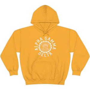 Greekgear Alpha Gamma Delta Unisex College Seal Hoodie(Gold)