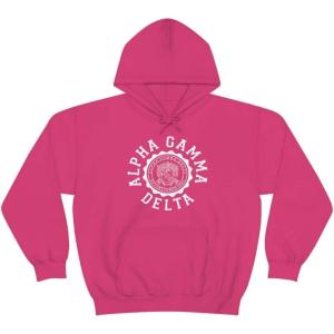 Greekgear Alpha Gamma Delta Unisex College Seal Hoodie(Heliconia)