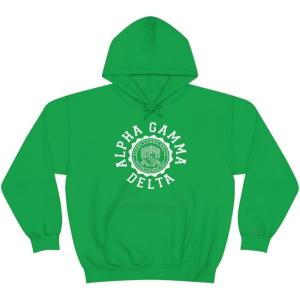 Greekgear Alpha Gamma Delta Unisex College Seal Hoodie(Irish Green)