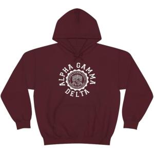 Greekgear Alpha Gamma Delta Unisex College Seal Hoodie(Maroon)