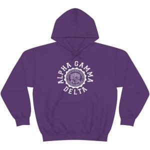 Greekgear Alpha Gamma Delta Unisex College Seal Hoodie(Purple)