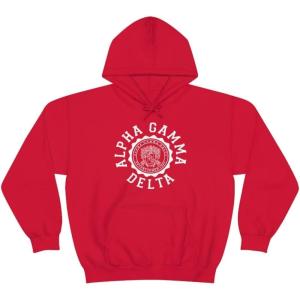 Greekgear Alpha Gamma Delta Unisex College Seal Hoodie(Red)