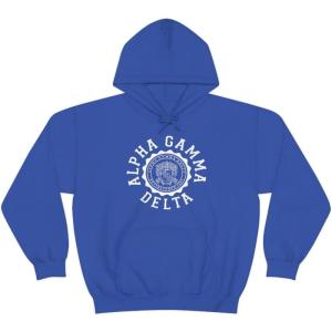 Greekgear Alpha Gamma Delta Unisex College Seal Hoodie(Royal)