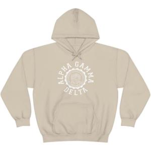 Greekgear Alpha Gamma Delta Unisex College Seal Hoodie(Sand)