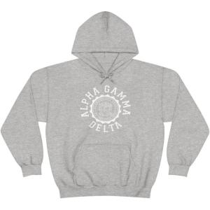 Greekgear Alpha Gamma Delta Unisex College Seal Hoodie(Sport Grey)