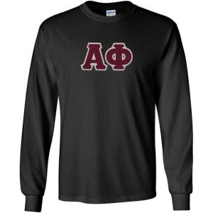Greekgear Alpha Phi Lettered Long Sleeve Tee(Black)