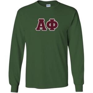 Greekgear Alpha Phi Lettered Long Sleeve Tee(Forest Green)