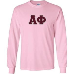 Greekgear Alpha Phi Lettered Long Sleeve Tee(Light Pink)
